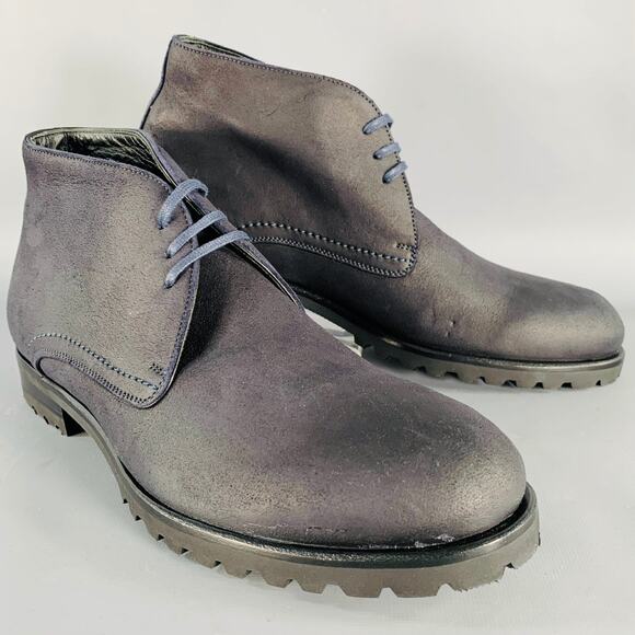 HARRYS OF LONDON Size 8 Griffen Black Nubuck Leather Lace-Up Boots